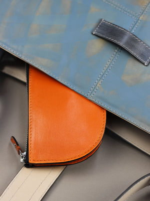 ALL IN ONE Handmade Leather Wallet Orange | Minimalist Design from Barcelona