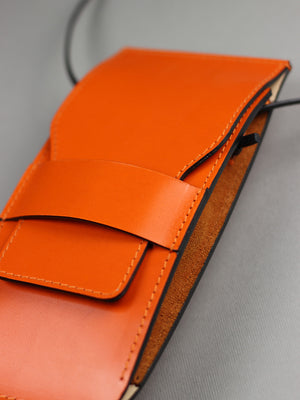NUVO Handmade Leather Smartphone Case Orange | Crossbody Design from Barcelona